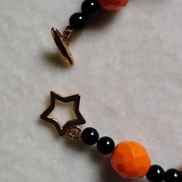 🎃HAND CRAFTED CZECH GLASS, BLACK TOURMALINE SND SWAROVSKI CRYSTAL BRACELET🎃 - Picture 2 of 4